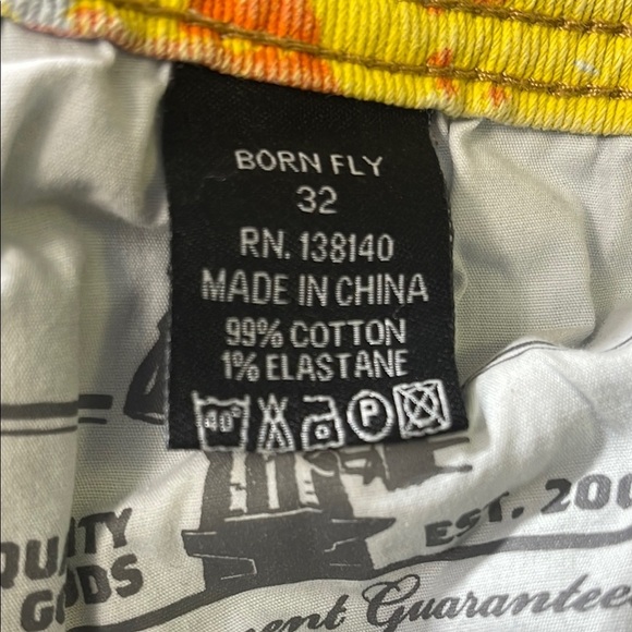 Born Fly Men’s Yellow and Red Art Patchwork Slim Straight Jeans Sz 34 - Picture 8 of 10